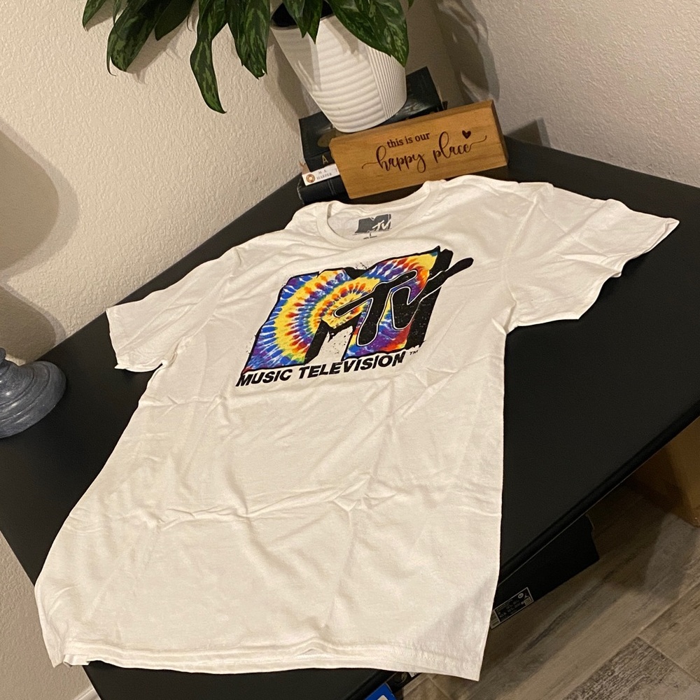 MTV Tie-Dye Logo White T-Shirt